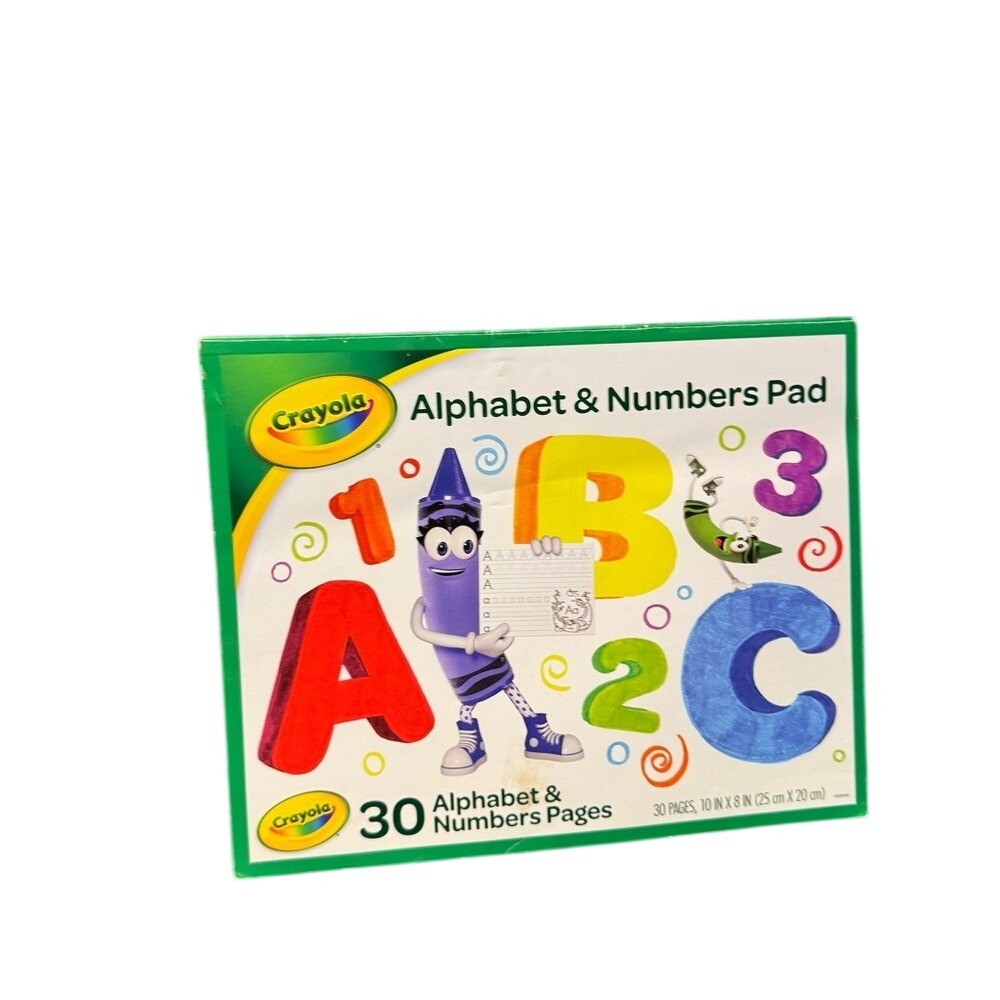 Crayola Alphabet & Numbers Pad 30 Practice Pages Writing Workbook 10x8in Multi